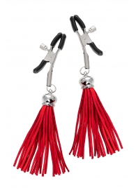 Зажимы на соски «Прищепки» с красными кисточками из замши - Pecado - купить с доставкой в Калининграде