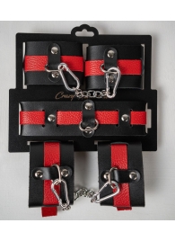 Черно-красный набор фиксаций: наручники, оковы и ошейник - Crazy Handmade - купить с доставкой в Калининграде