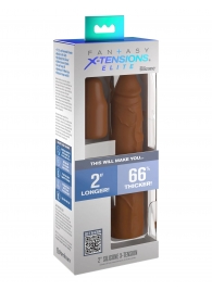 Коричневая насадка на член 2  Silicone X-tension - 20,3 см. - Pipedream - в Калининграде купить с доставкой