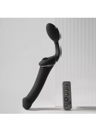 Черный безремневой вибрострапон Strap-On-Me Multi Orgasm Size XL - Strap-on-me - купить с доставкой в Калининграде