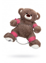 Бондажный набор: бурый мишка с розовыми оковами и наручниками - Pecado - купить с доставкой в Калининграде