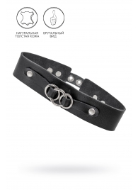 Черный чокер-ошейник со связанными кольцами на подложке - Pecado - купить с доставкой в Калининграде