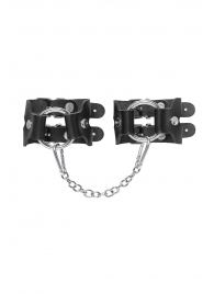 Черные кожаные наручники-браслеты из двух ремешков - Pecado - купить с доставкой в Калининграде