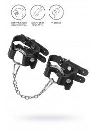 Черные кожаные наручники-браслеты из двух ремешков - Pecado - купить с доставкой в Калининграде