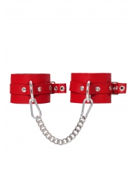 Красные мягкие кожаные оковы с люверсами - Pecado - купить с доставкой в Калининграде