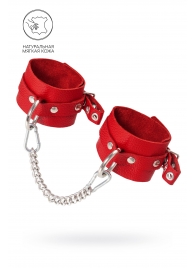 Красные мягкие кожаные оковы с люверсами - Pecado - купить с доставкой в Калининграде