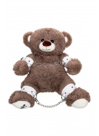 Бондажный набор: бурый мишка с белыми оковами и наручниками - Pecado - купить с доставкой в Калининграде