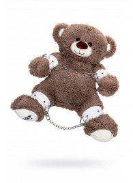 Бондажный набор: бурый мишка с белыми оковами и наручниками - Pecado - купить с доставкой в Калининграде
