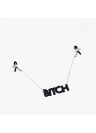 Зажимы на соски с кожаной подвеской Bitch - Crazy Handmade - купить с доставкой в Калининграде