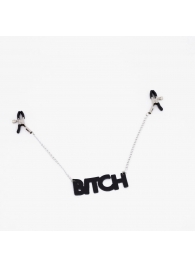 Зажимы на соски с кожаной подвеской Bitch - Crazy Handmade - купить с доставкой в Калининграде
