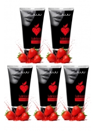 Набор из 5 съедобных лубрикантов JUJU со вкусом клубники - JuJu - купить с доставкой в Калининграде