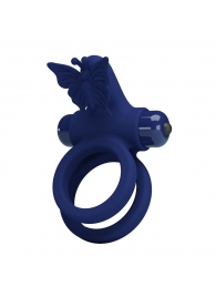 Синее эрекционное кольцо с вибростимуляцией клитора - Baile - в Калининграде купить с доставкой