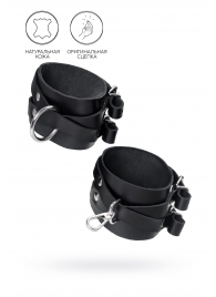 Черные кожаные оковы с двумя перекрёстными ремешками - Pecado - купить с доставкой в Калининграде