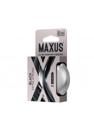 Черные утолщенные презервативы MAXUS Extra Strong с железным кейсом - 3 шт. - Maxus - купить с доставкой в Калининграде
