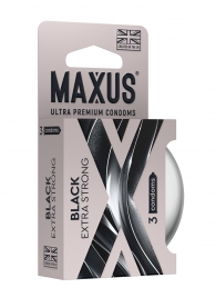 Черные утолщенные презервативы MAXUS Extra Strong с железным кейсом - 3 шт. - Maxus - купить с доставкой в Калининграде