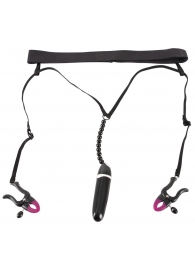 Женские вибростринги с зажимами для половых губ Spreader String with Vibrator - Orion - купить с доставкой в Калининграде