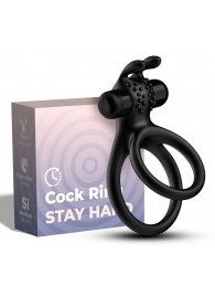 Черное эрекционное виброкольцо с подхватом мошонки Stay Hard - Boys of Toys - в Калининграде купить с доставкой
