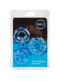 Набор из 3 синих эрекционных колец с различным рельефом - Erowoman-Eroman - в Калининграде купить с доставкой