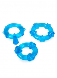 Набор из 3 синих эрекционных колец с различным рельефом - Erowoman-Eroman - в Калининграде купить с доставкой