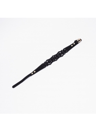 Черный ажурный чокер с золотистой фурнитурой - Crazy Handmade - купить с доставкой в Калининграде