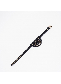 Черный чокер с клепками и золотистой фурнитурой - Crazy Handmade - купить с доставкой в Калининграде