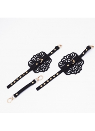 Черный фигурные оковы с золотистой фурнитурой - Crazy Handmade - купить с доставкой в Калининграде