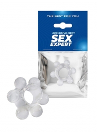 Прозрачное эрекционное кольцо с 6 стимулирующими шариками - Sex Expert - в Калининграде купить с доставкой