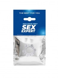 Прозрачное эрекционное кольцо с шариками и шипами - Sex Expert - в Калининграде купить с доставкой