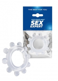 Прозрачное эрекционное кольцо со стимулирующими шариками - Sex Expert - в Калининграде купить с доставкой