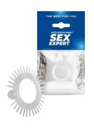 Эластичное эрекционное кольцо с шипиками и шариком - Sex Expert - в Калининграде купить с доставкой