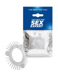 Эластичное эрекционное кольцо с 3 шариками и шипами - Sex Expert - в Калининграде купить с доставкой