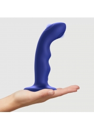 Синяя насадка-стимулятор Strap-On-Me Tapping Dildo Wave - Strap-on-me - купить с доставкой в Калининграде