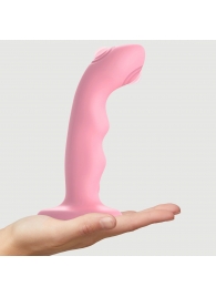 Розовая насадка-стимулятор Strap-On-Me Tapping Dildo Wave - Strap-on-me - купить с доставкой в Калининграде