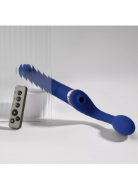 Синий безремневой страпон Multi Orgasm Bendable Strap-On size L с клиторальной стимуляцией - Strap-on-me - купить с доставкой в Калининграде