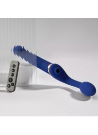 Синий безремневой страпон Multi Orgasm Bendable Strap-On size XL с клиторальной стимуляцией - Strap-on-me - купить с доставкой в Калининграде