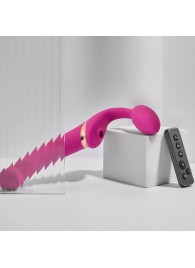 Ярко-розовый безремневой страпон Multi Orgasm Bendable Strap-On size XL с клиторальной стимуляцией - Strap-on-me - купить с доставкой в Калининграде