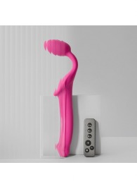 Ярко-розовый безремневой страпон Strap-on-me Vibrating Bendable Strap-On size XL - Strap-on-me - купить с доставкой в Калининграде