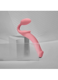 Розовый безремневой страпон Strap-on-me Semi-Realistic Bendable Strap-On size L - Strap-on-me - купить с доставкой в Калининграде