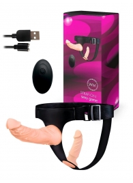 Женский страпон с 2 насадками, вибрацией и пультом ДУ - Erowoman-Eroman - купить с доставкой в Калининграде