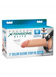 Телесный пустотелый фаллопротез 5’’ Hollow Silicone Strap-On - 14 см. - Pipedream - купить с доставкой в Калининграде