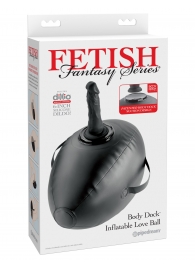 Черный надувной мяч с платформой для фиксации дилдо Body Dock Inflatable Love Ball - Pipedream - купить с доставкой в Калининграде