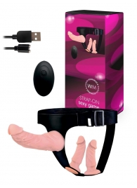 Женский страпон с 3 насадками и вибрацией - Erowoman-Eroman - купить с доставкой в Калининграде