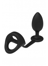 Черное эрекционное кольцо с анальной пробкой Cockstrap With Anal Plug - Dream Toys - в Калининграде купить с доставкой