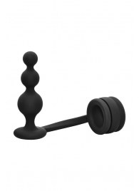 Черное эрекционное кольцо с анальной елочкой Cockring With Beaded Anal Plug - Dream Toys - в Калининграде купить с доставкой