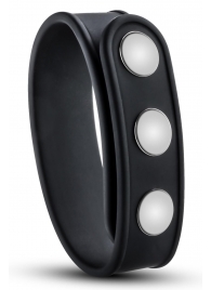 Черное эрекционное кольцо на кнопках - Blush Novelties - в Калининграде купить с доставкой