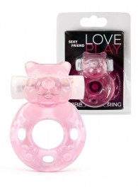 Розовое эрекционное виброкольцо в форме мишки - 1137 - в Калининграде купить с доставкой