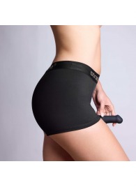 Черные трусики-боксеры для фиксации насадок Strap-on-me Harness Lingerie Allure - size L - Strap-on-me - купить с доставкой в Калининграде