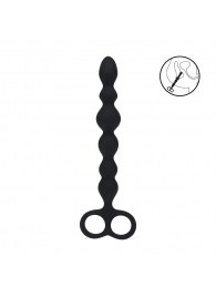 Черная анальная цепочка Beaded Silicone Anal Probe with Double Loop - 24 см. - Shots Media BV