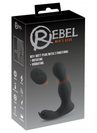 Черная анальная пробка с вибрацией, вращением и пультом ДУ RC Butt Plug with 2 Functions - Orion - в Калининграде купить с доставкой