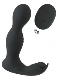 Черная анальная пробка с вибрацией, вращением и пультом ДУ RC Butt Plug with 2 Functions - Orion - в Калининграде купить с доставкой